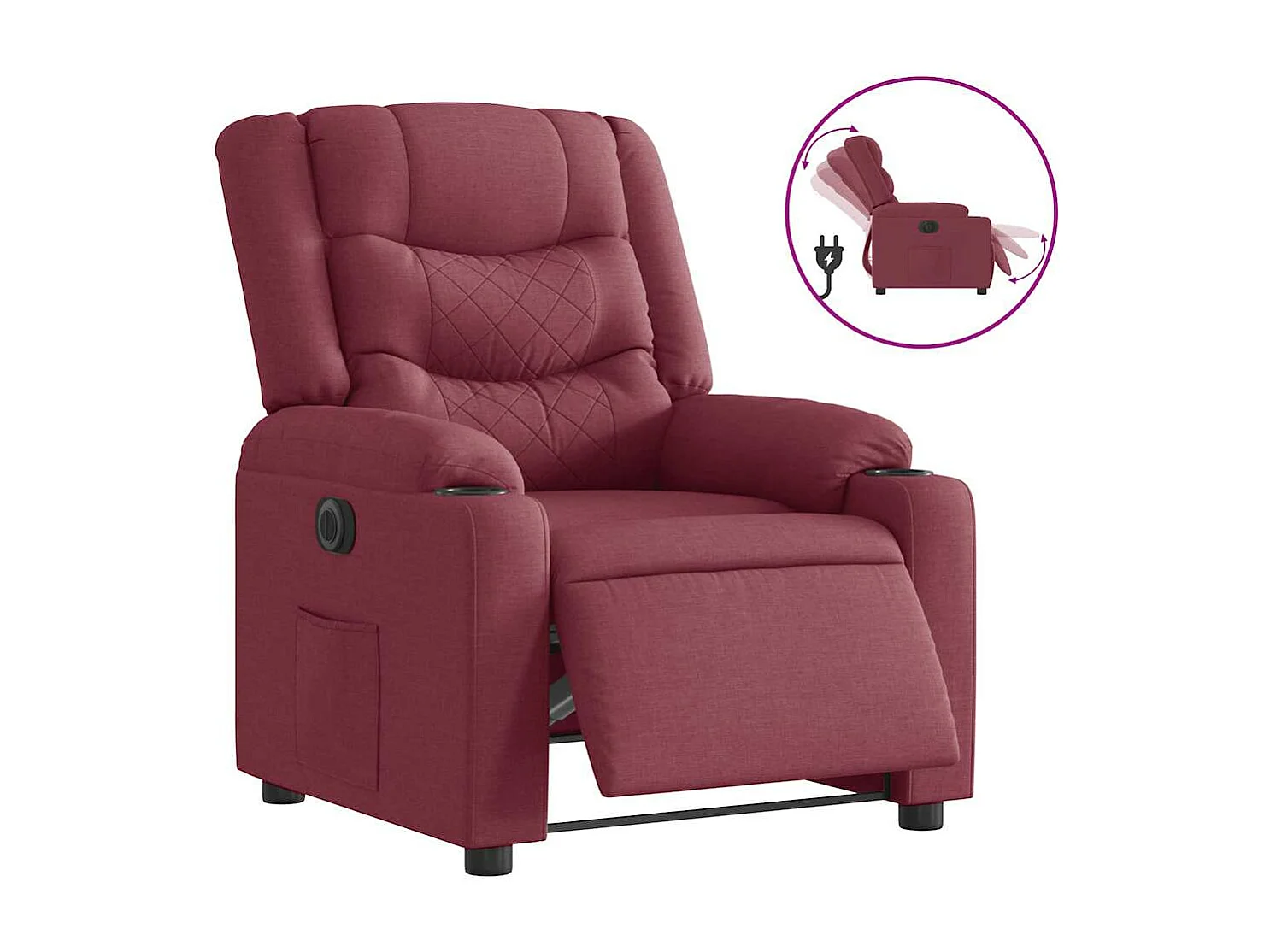 Fauteuil inclinable électrique Rouge bordeaux Tissu