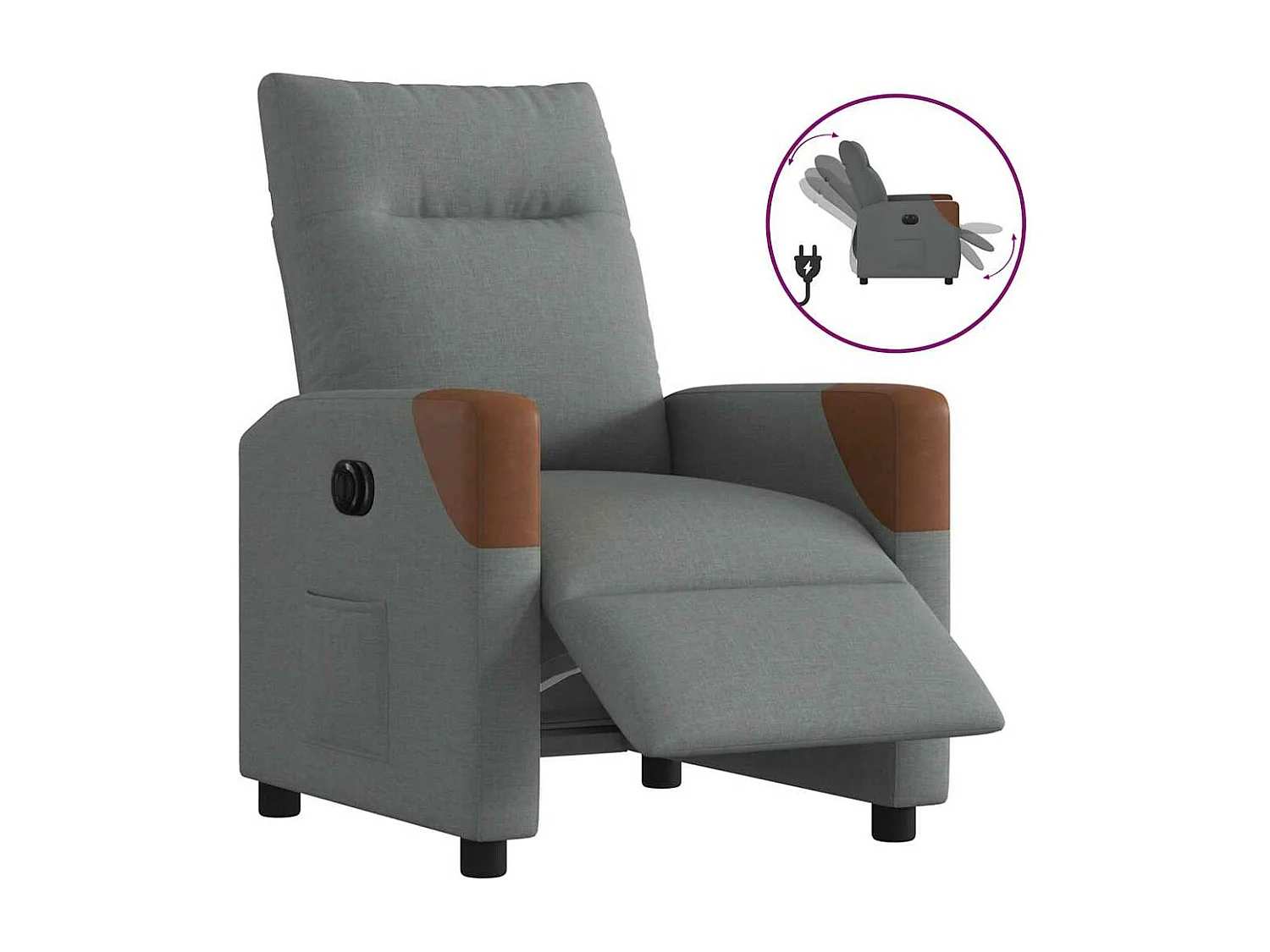 Sillón reclinable eléctrico Tejido gris oscuro