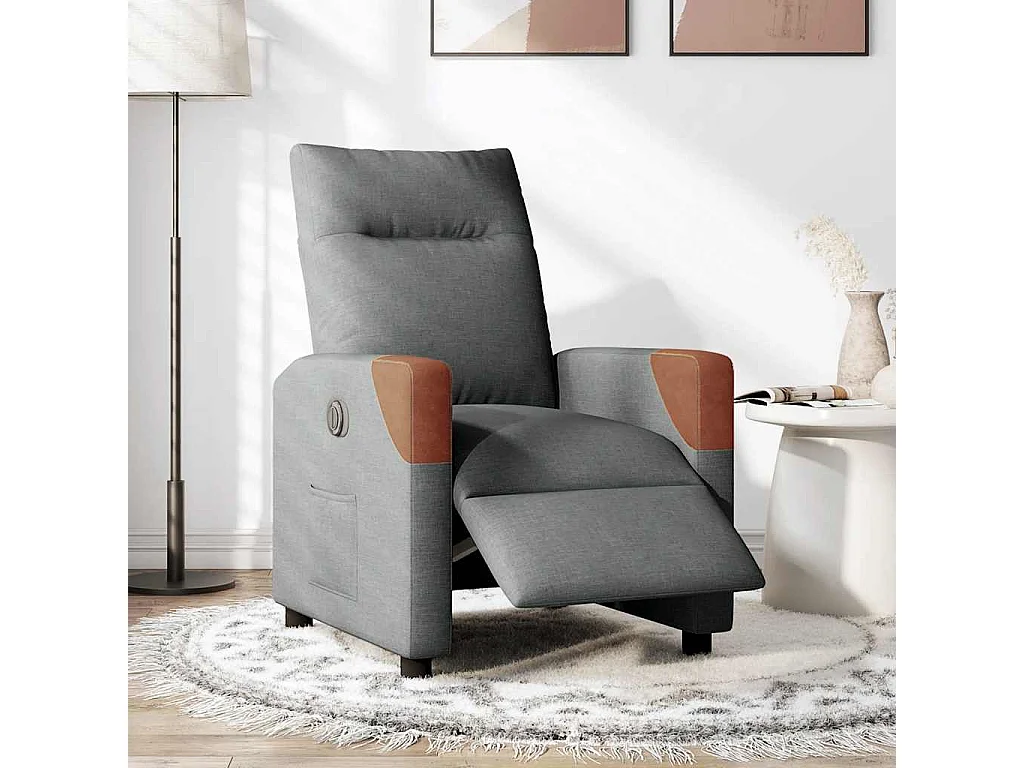 Sillón reclinable eléctrico Tejido gris oscuro