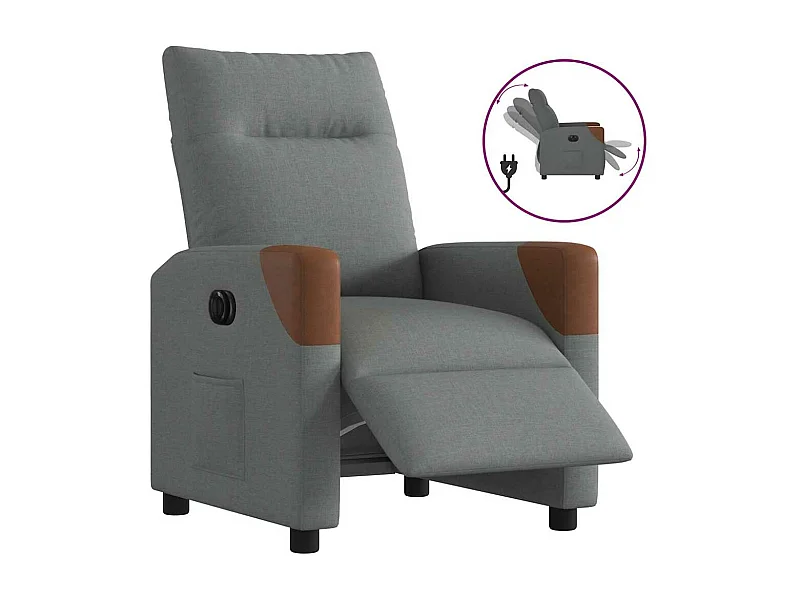 Sillón reclinable eléctrico Tejido gris oscuro