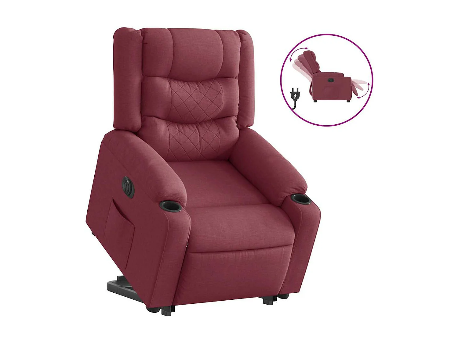 Fauteuil inclinable électrique rouge bordeaux tissu