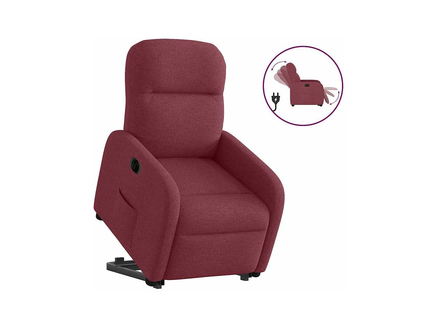Fauteuil inclinable électrique rouge bordeaux tissu