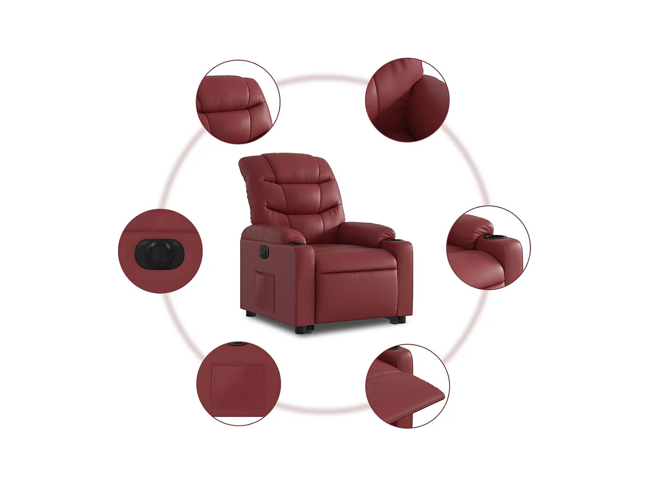 Fauteuil inclinable électrique rouge bordeaux similicuir