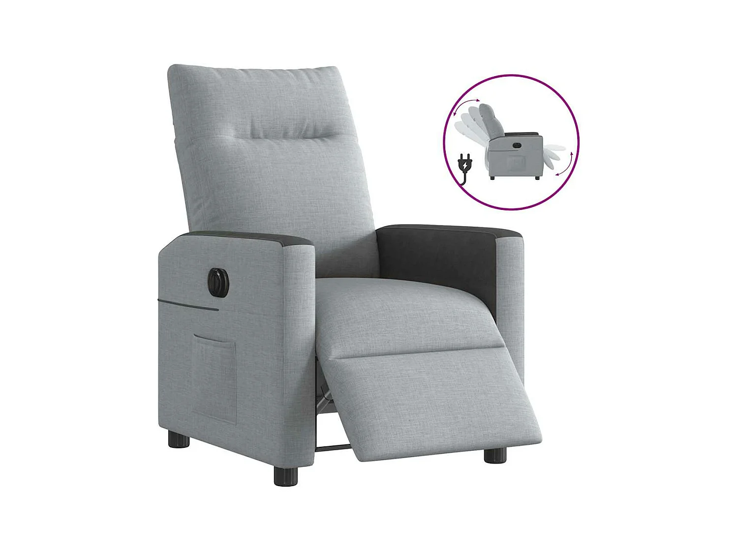 Fauteuil inclinable électrique Gris clair Tissu