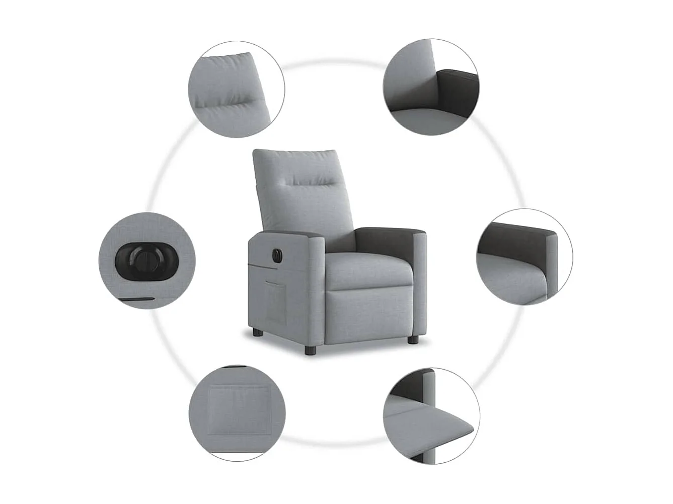 Fauteuil inclinable électrique Gris clair Tissu