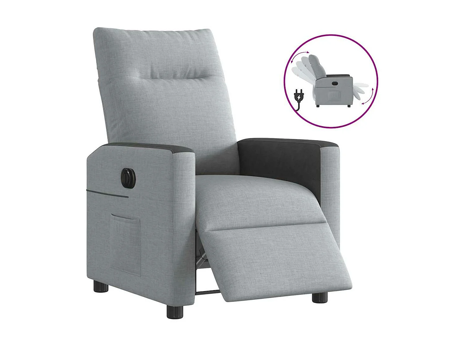 Fauteuil inclinable électrique Gris clair Tissu