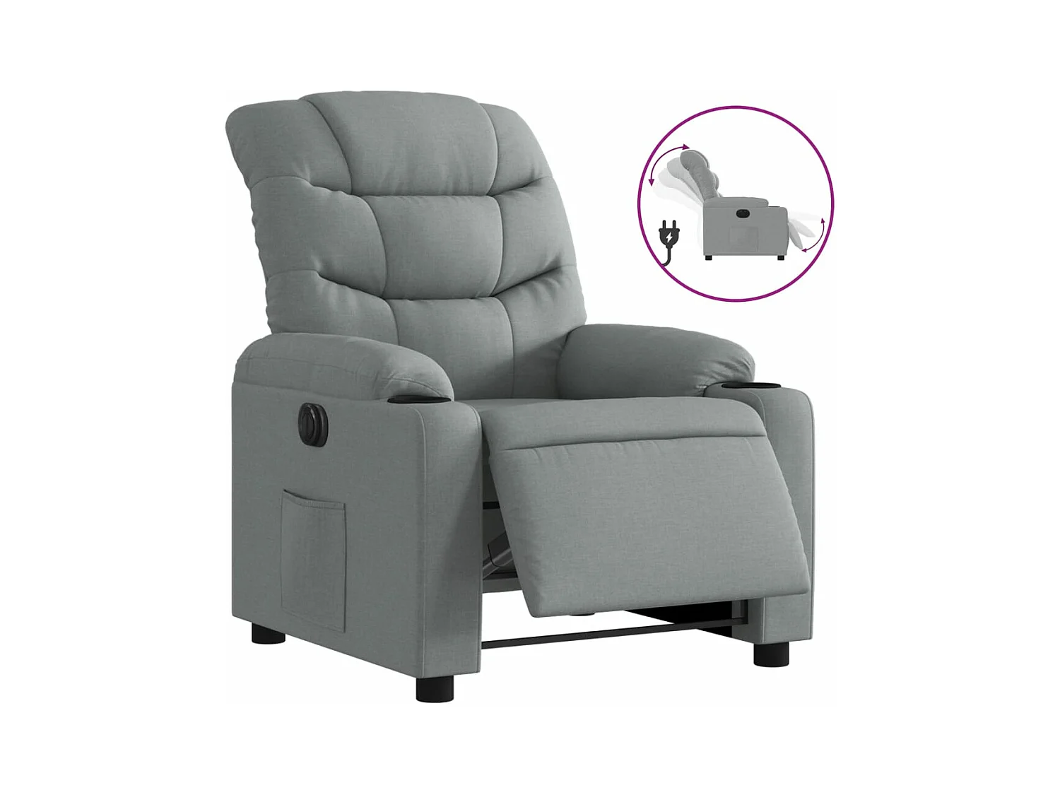 Fauteuil inclinable électrique Gris clair Tissu