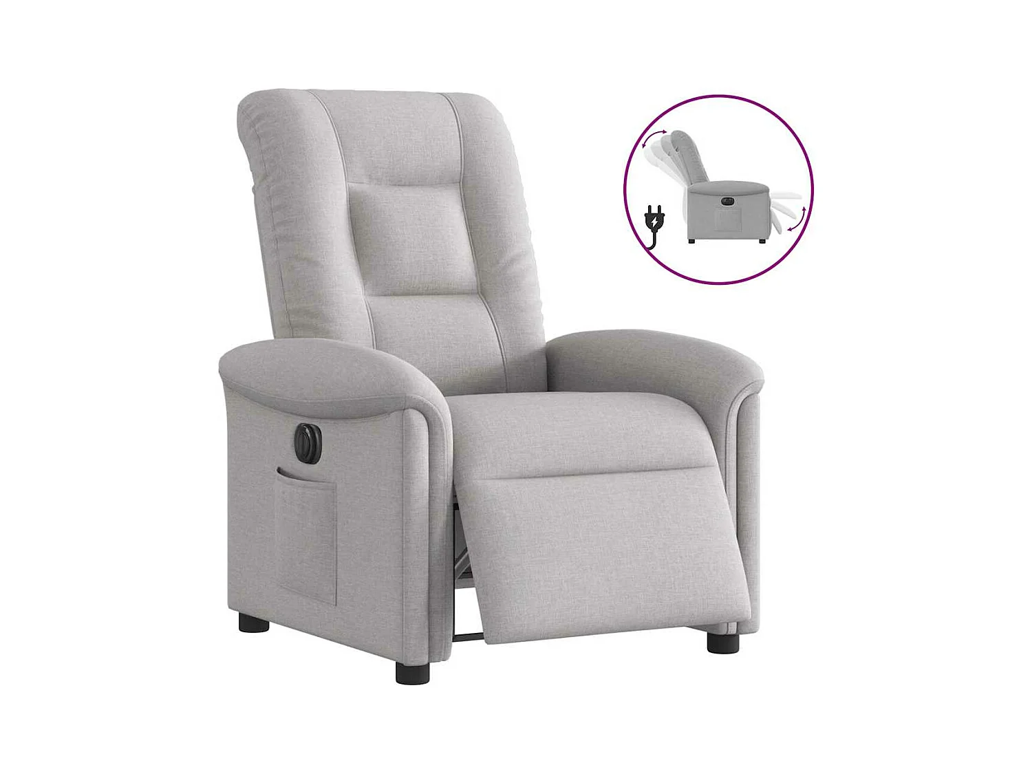 Fauteuil inclinable électrique gris nuage tissu