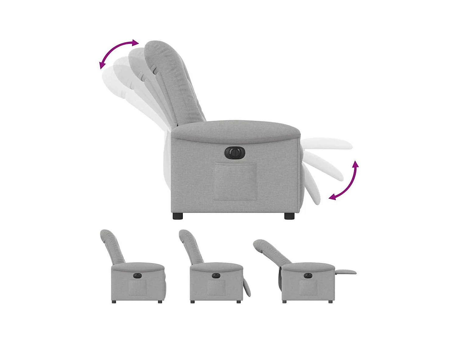 Fauteuil inclinable électrique gris nuage tissu