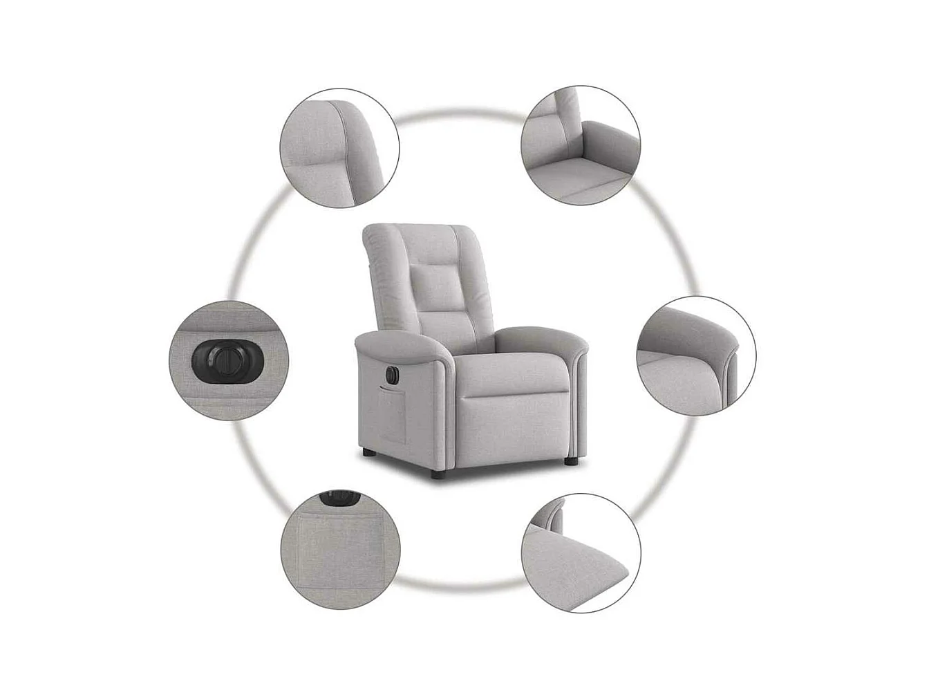 Fauteuil inclinable électrique gris nuage tissu