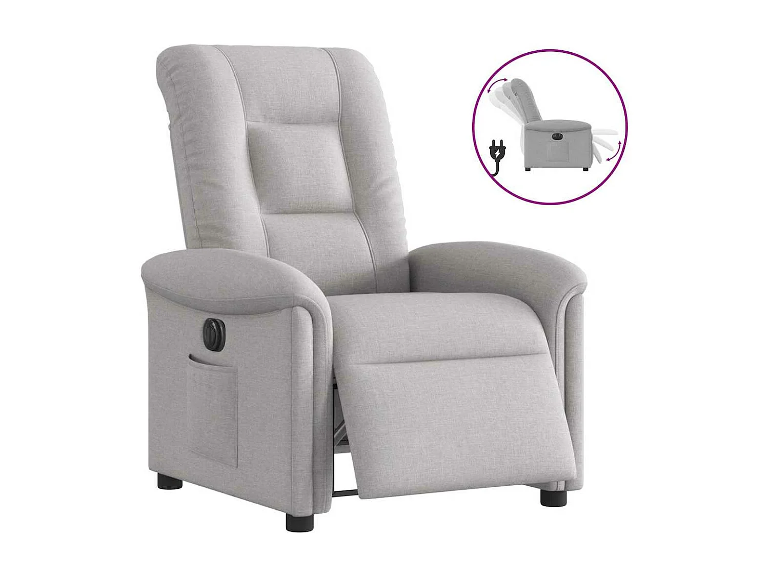 Fauteuil inclinable électrique gris nuage tissu