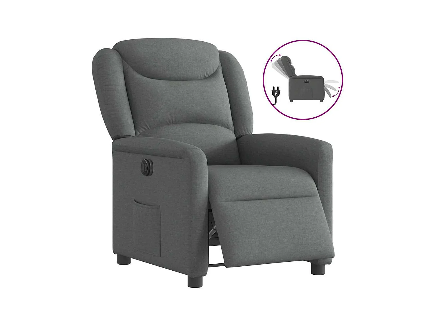 Fauteuil inclinable électrique Gris foncé Tissu