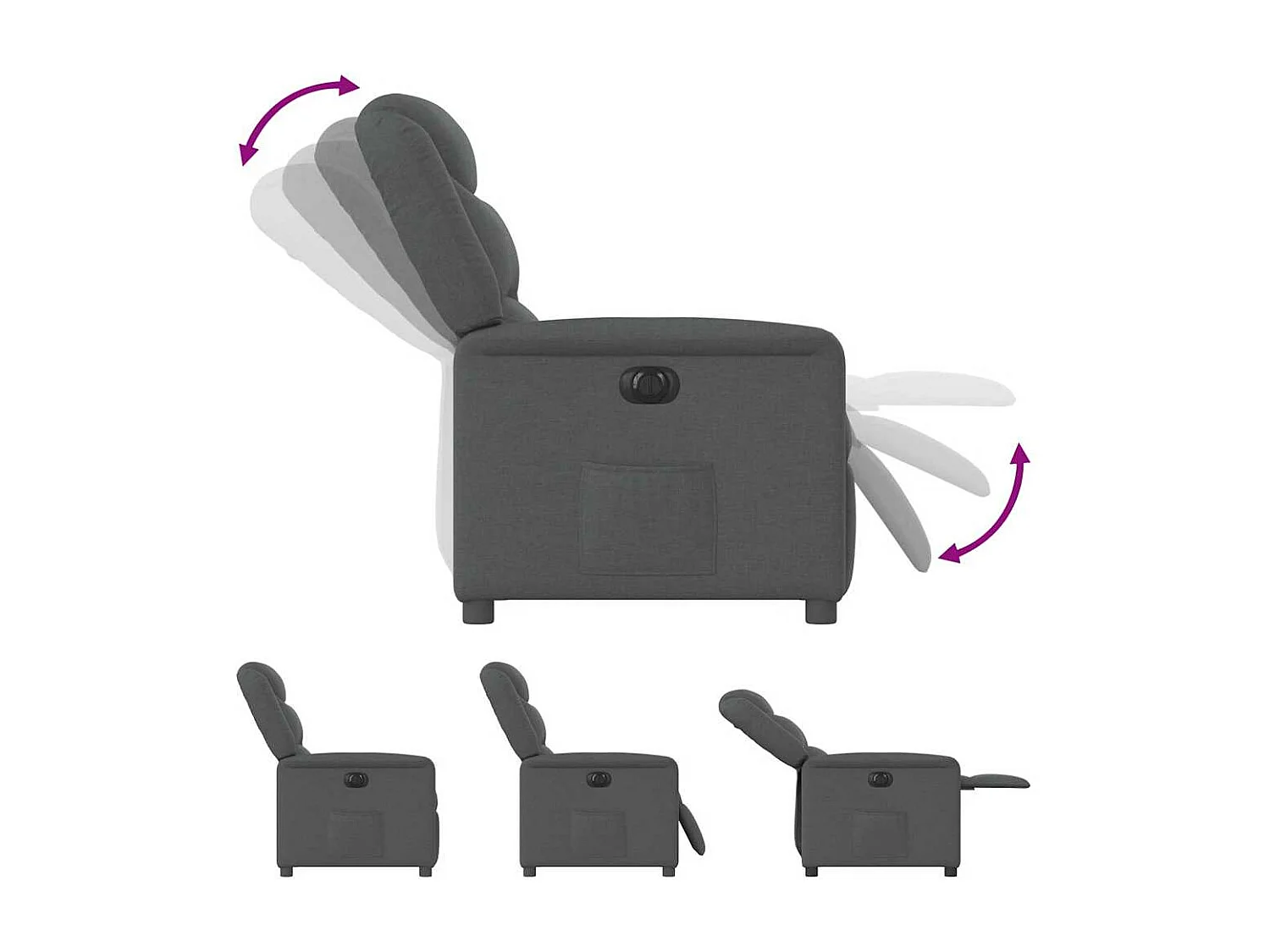 Fauteuil inclinable électrique Gris foncé Tissu