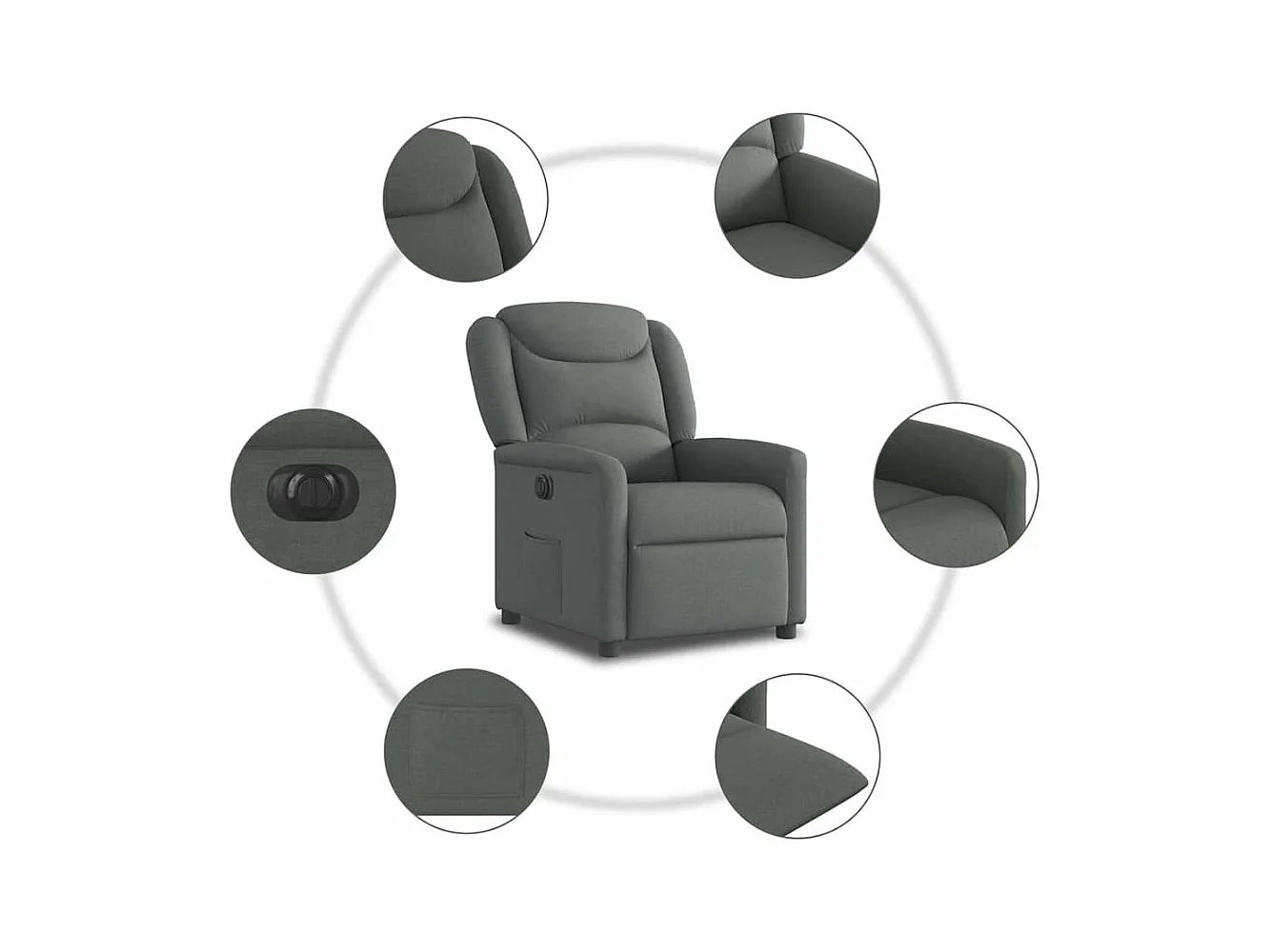 Fauteuil inclinable électrique Gris foncé Tissu