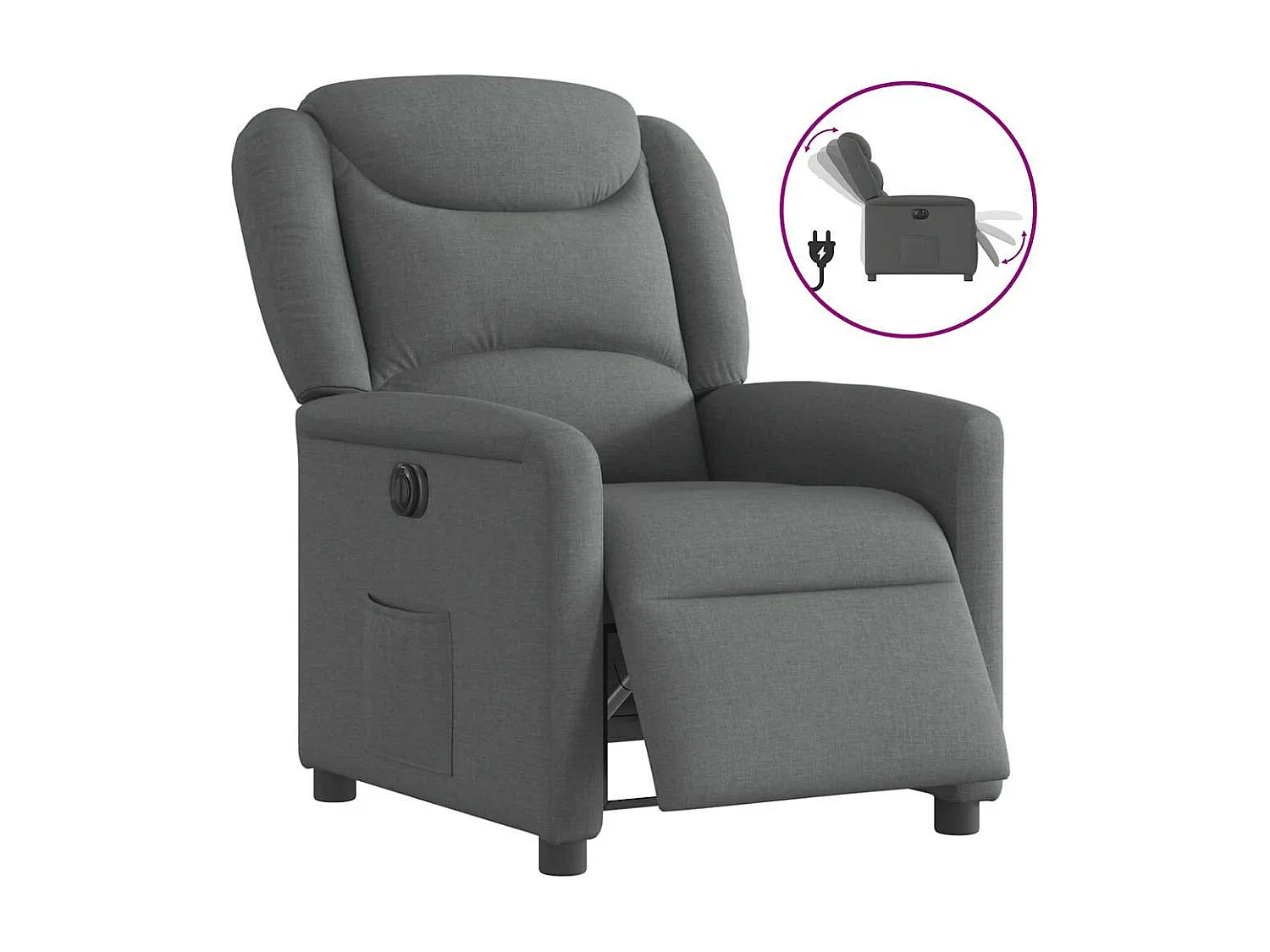 Fauteuil inclinable électrique Gris foncé Tissu