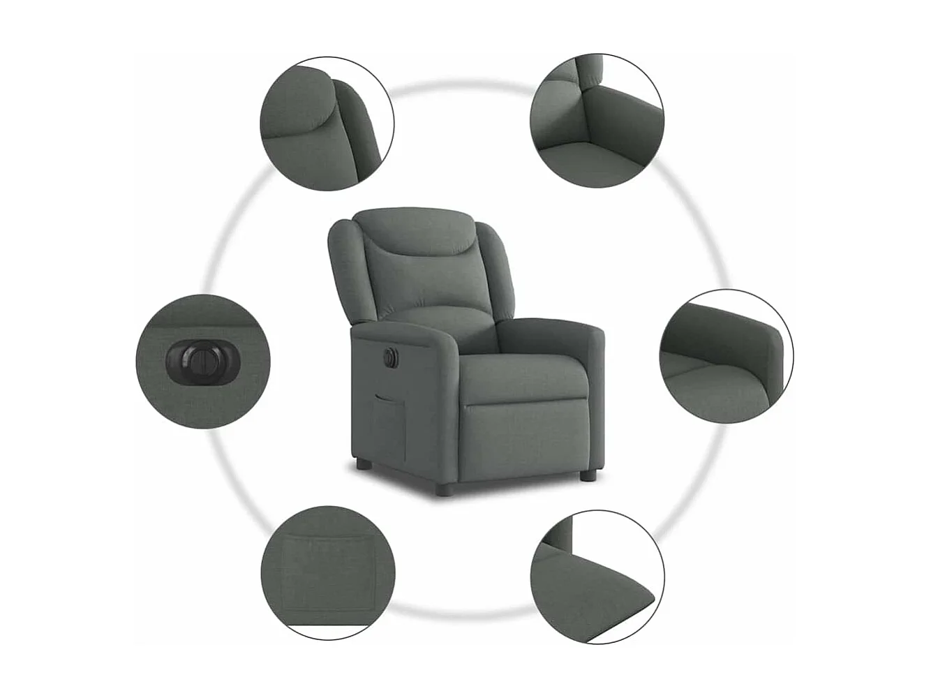 Fauteuil inclinable électrique Gris foncé Tissu