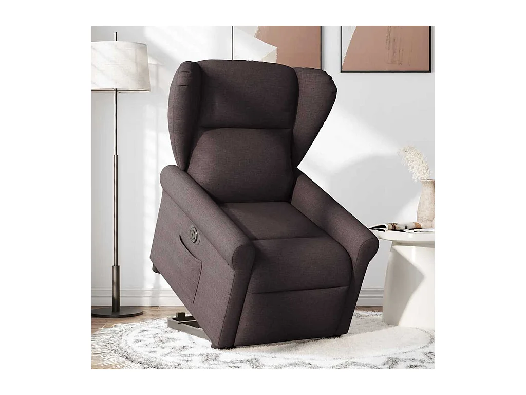 Fauteuil inclinable électrique marron foncé tissu