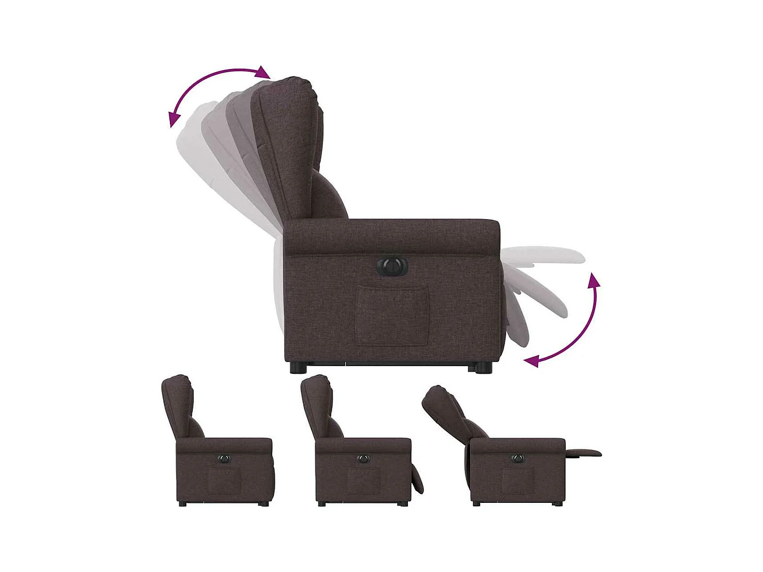Fauteuil inclinable électrique marron foncé tissu