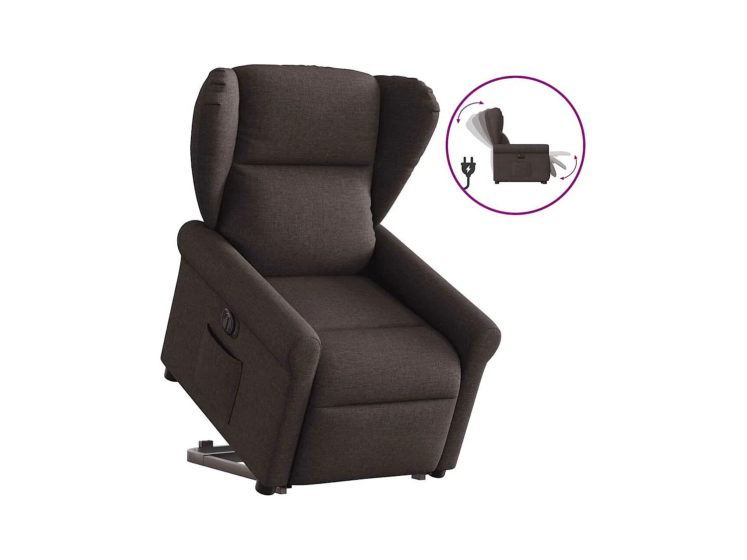 Fauteuil inclinable électrique marron foncé tissu
