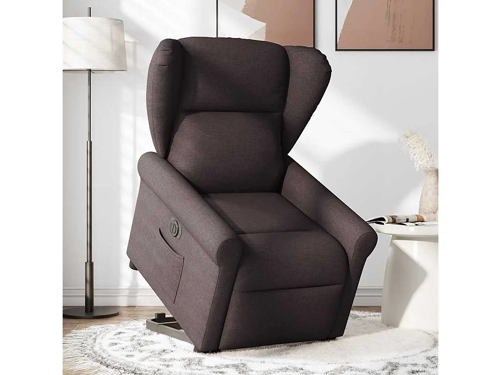 Fauteuil inclinable électrique marron foncé tissu