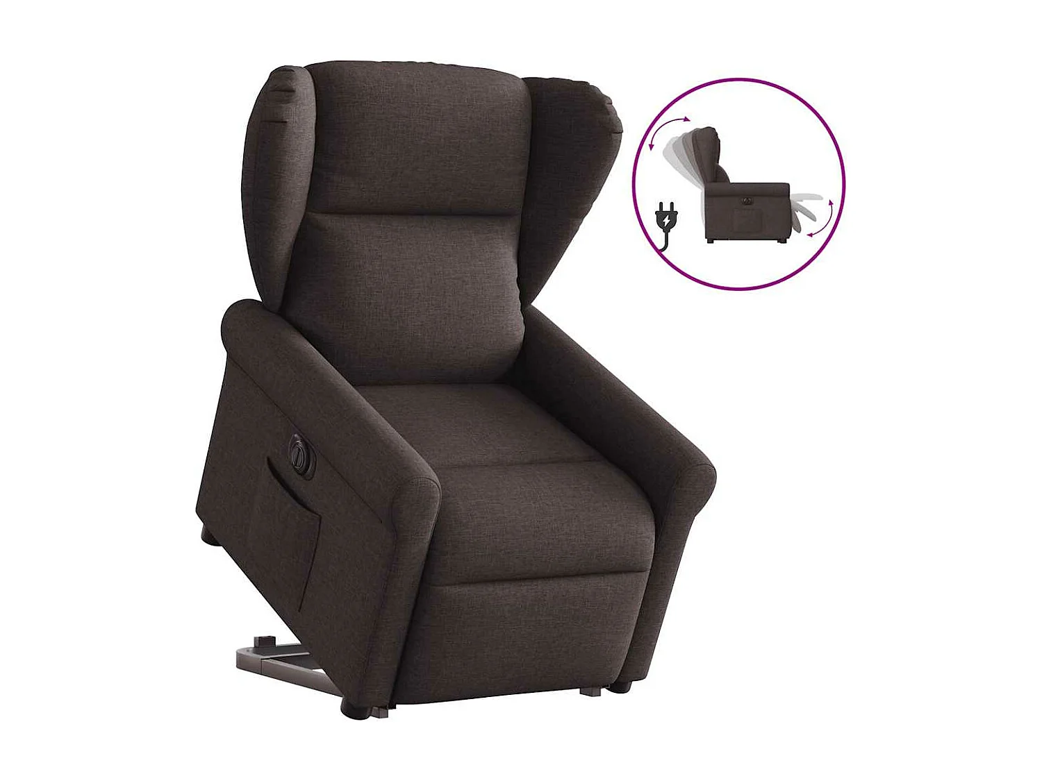 Fauteuil inclinable électrique marron foncé tissu