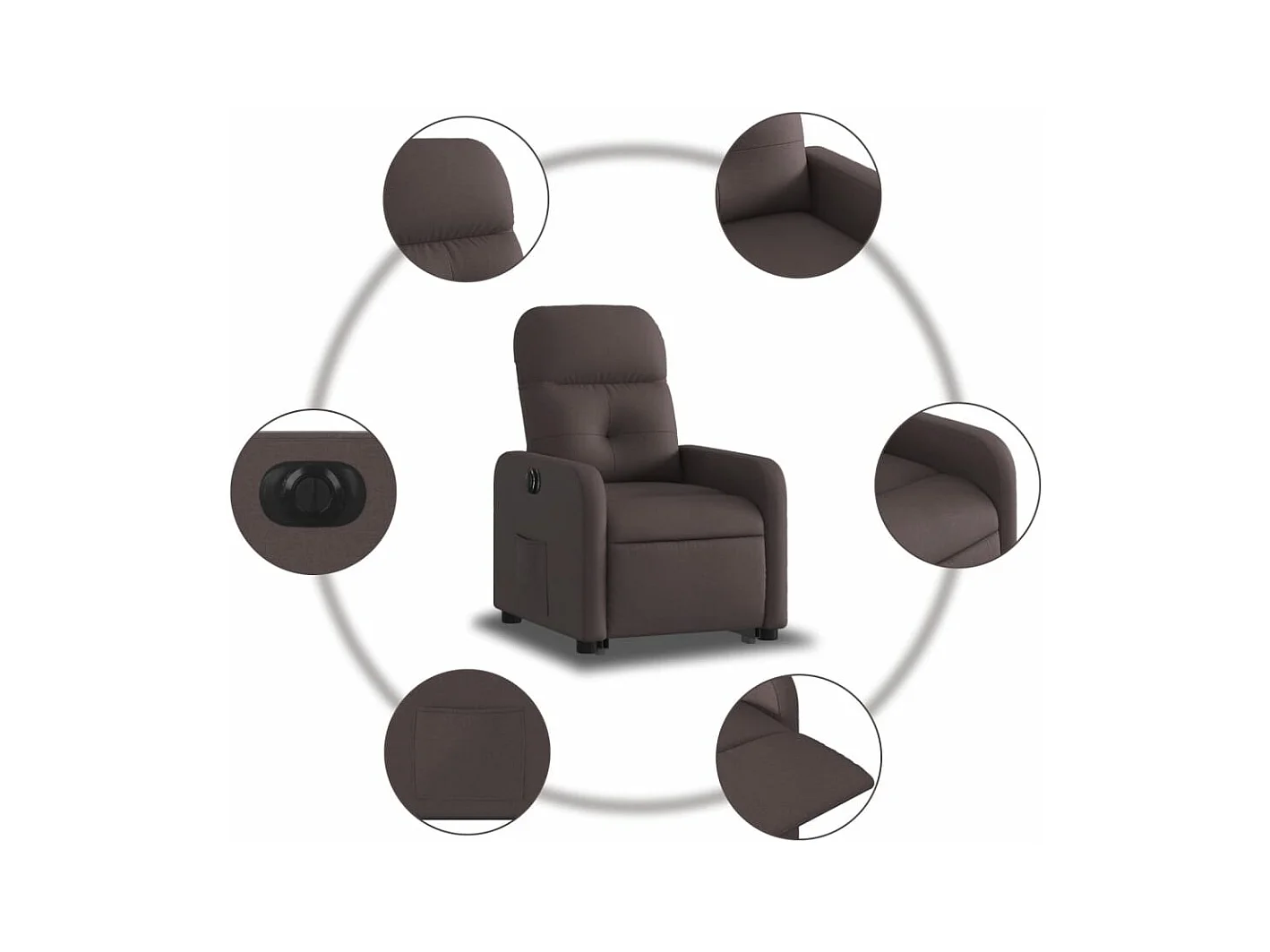 Fauteuil inclinable électrique marron foncé tissu