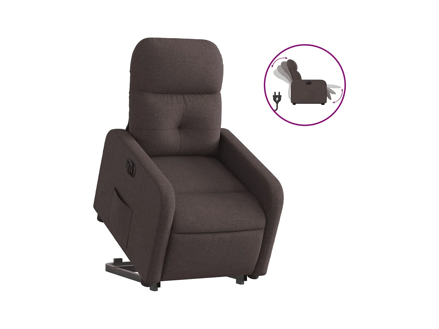 Elektrische relaxfauteuil van donkerbruine stof