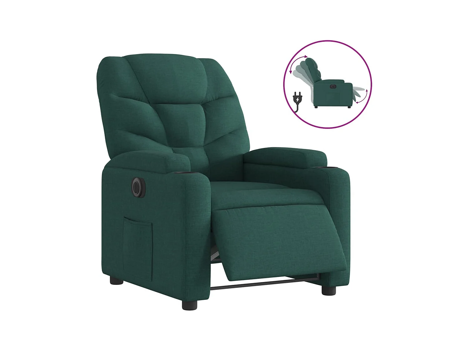 Fauteuil inclinable électrique Vert foncé Tissu