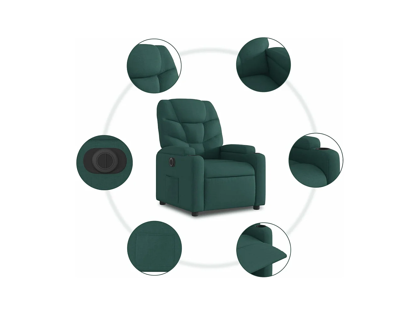 Fauteuil inclinable électrique Vert foncé Tissu