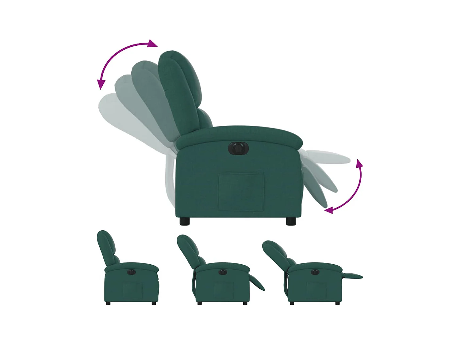 Poltrona Elettrica Reclinabile Verde Scuro in Tessuto