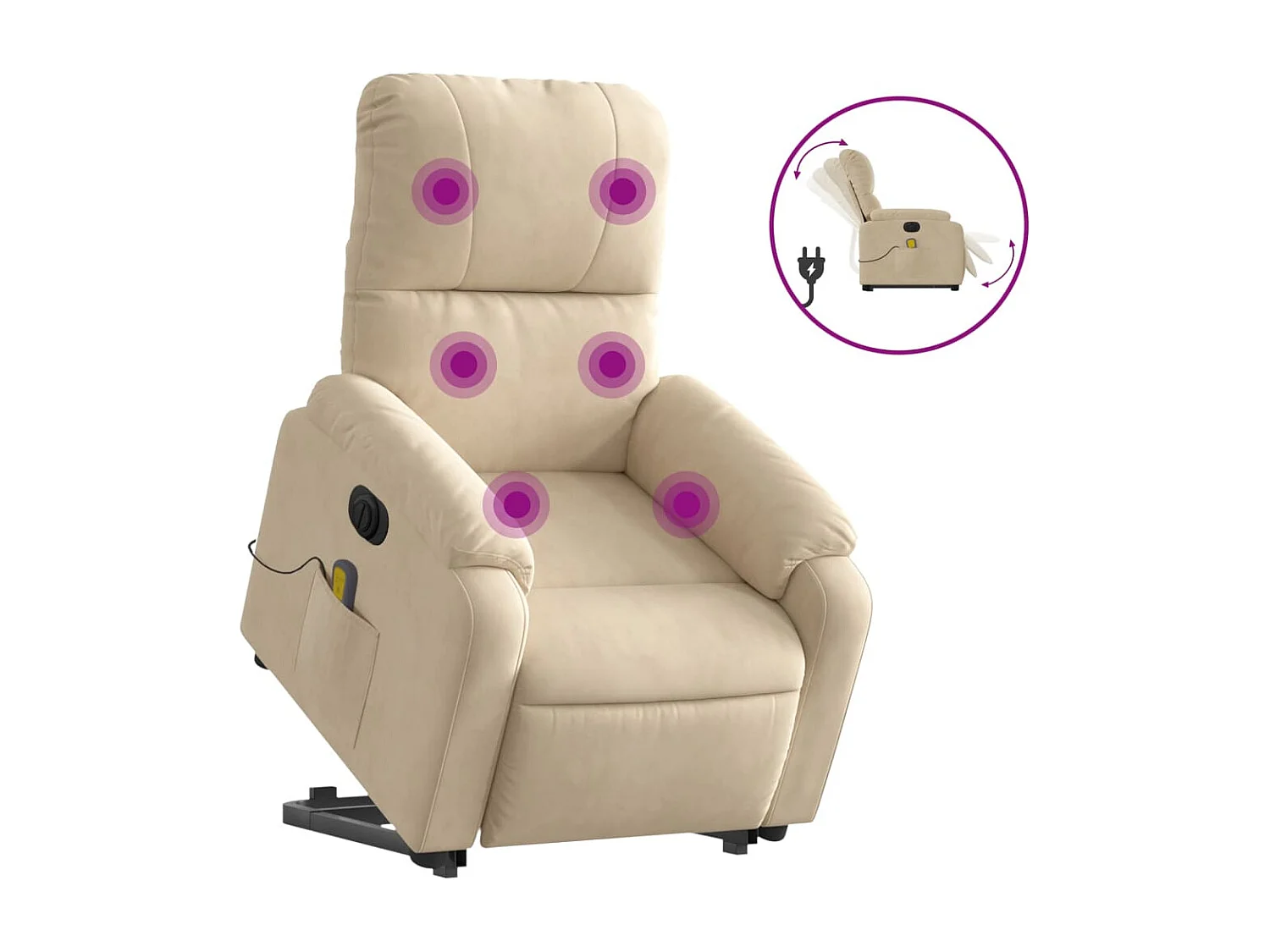 Fauteuil inclinable de massage électrique crème
