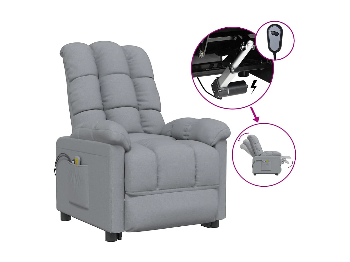 Sillón de masaje eléctrico Tejido gris claro