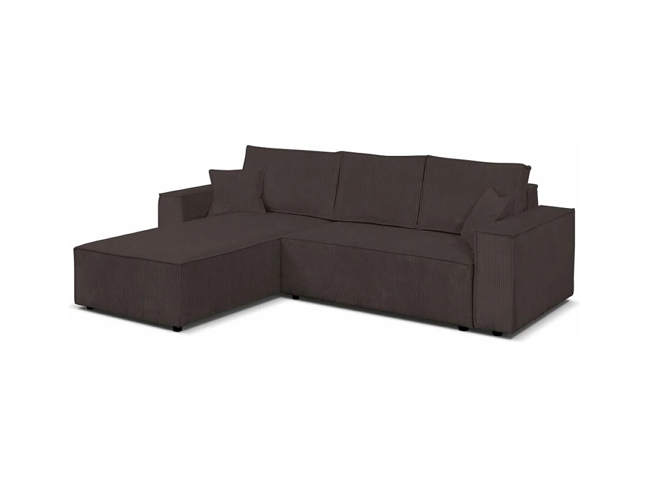 Ecksofa Passio L-Form mit Schlaffunktion Bettkasten Sofa Couch 275 cm universelle Ottomane, braun