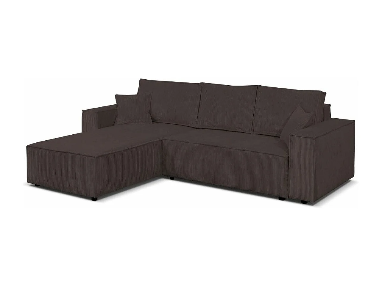 Ecksofa Passio L-Form mit Schlaffunktion Bettkasten Sofa Couch 275 cm universelle Ottomane, braun