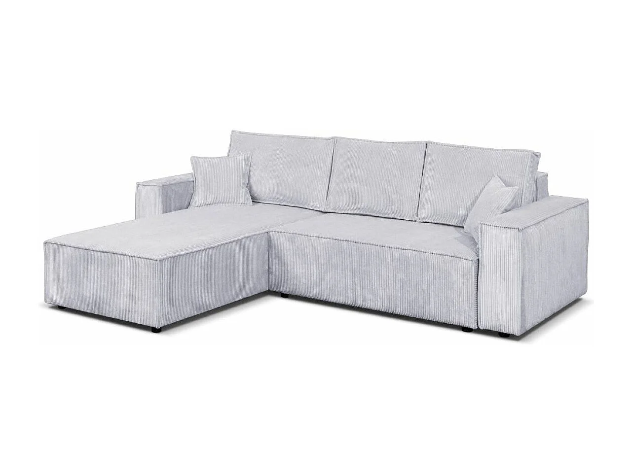 Ecksofa Passio L-Form mit Schlaffunktion Bettkasten Sofa Couch 275 cm universelle Ottomane, grau