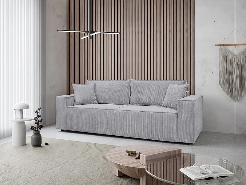 Couch Passio III mit Schlaffunktion und Bettkasten 250 cm Wohnlandschaft Schlafcouch, hellgrau