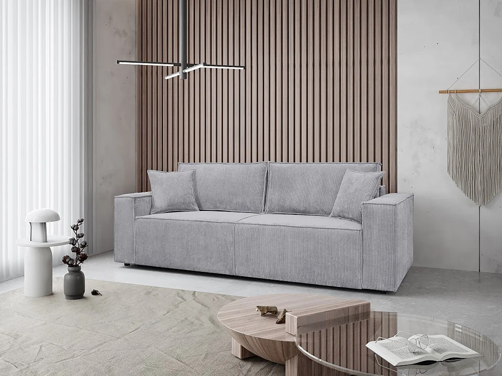 Couch Passio III mit Schlaffunktion und Bettkasten 250 cm Wohnlandschaft Schlafcouch, hellgrau