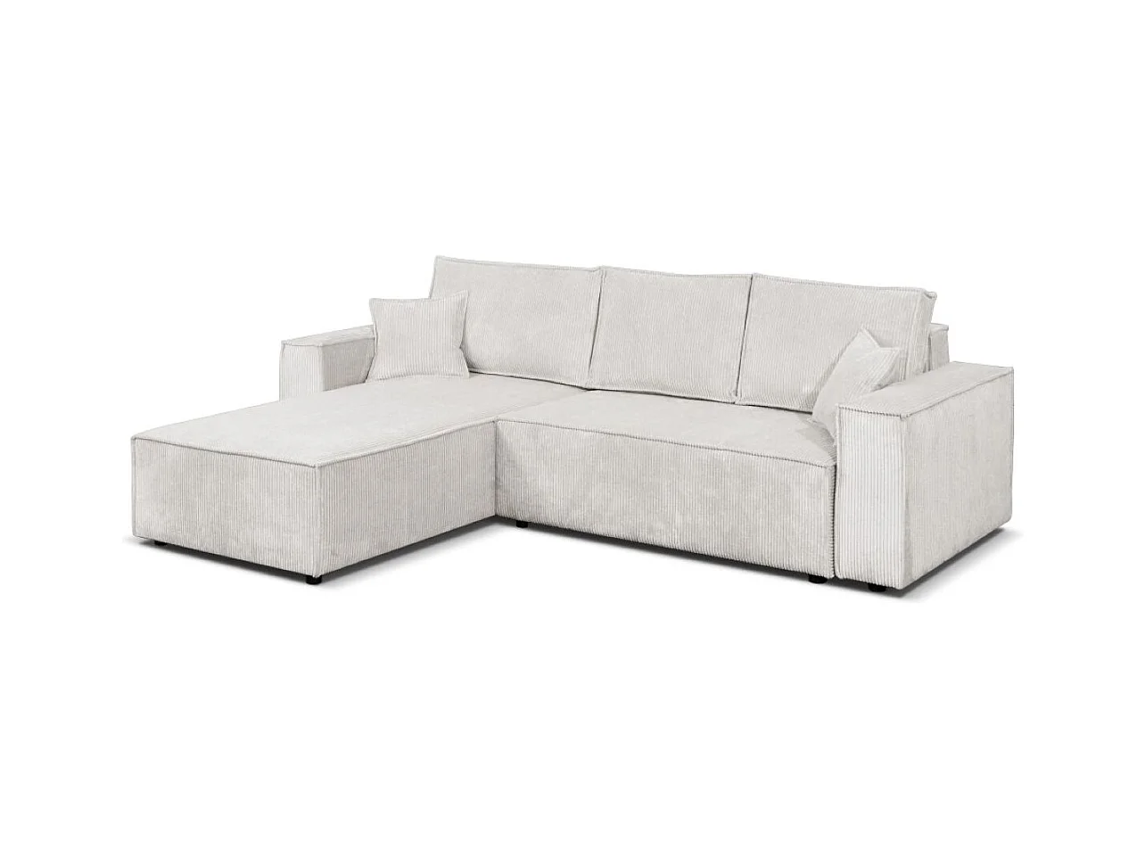 Ecksofa Passio L-Form mit Schlaffunktion Bettkasten Sofa Couch 275 cm universelle Ottomane, beige
