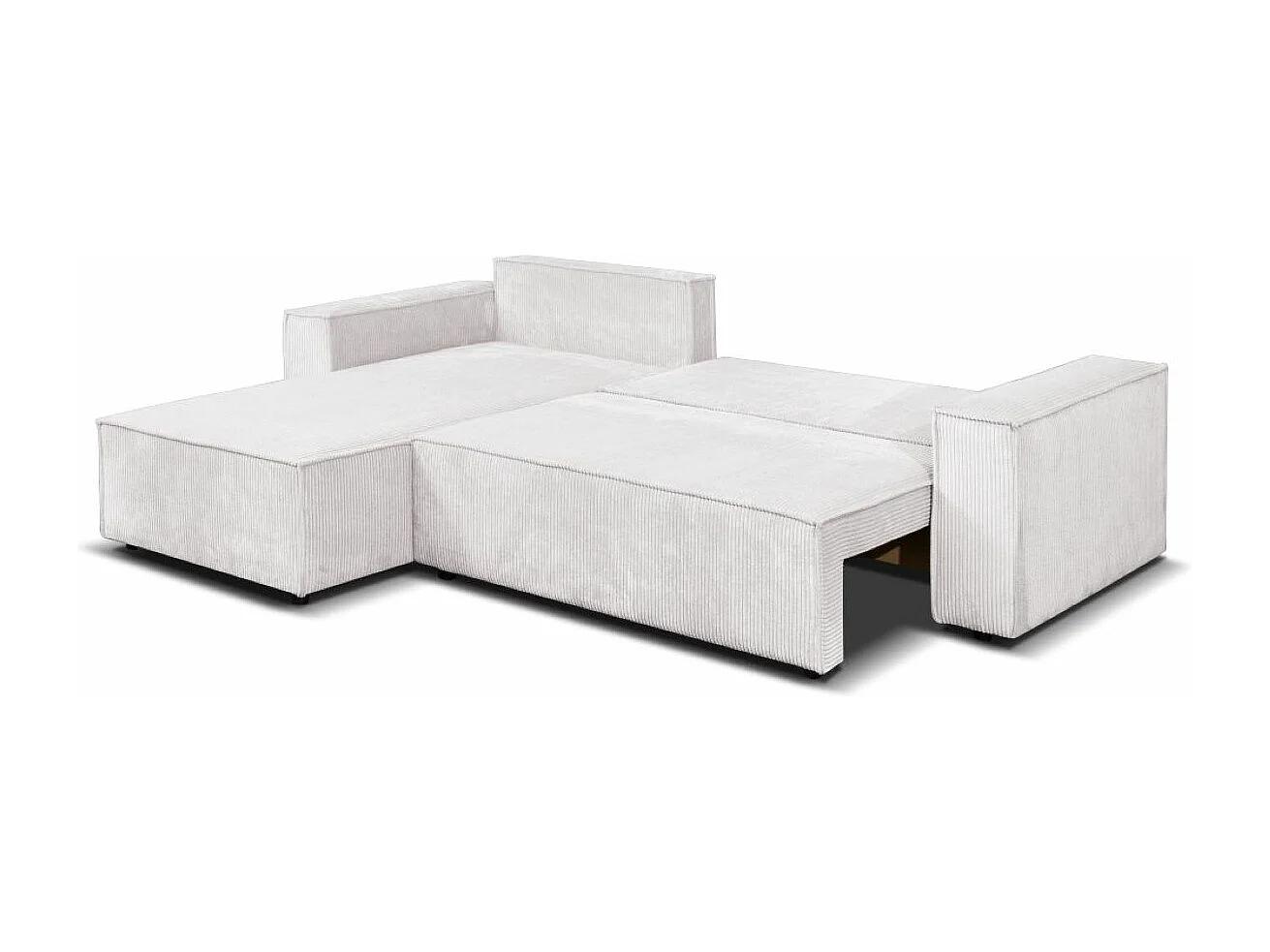 Ecksofa Passio L-Form mit Schlaffunktion Bettkasten Sofa Couch 275 cm universelle Ottomane, beige
