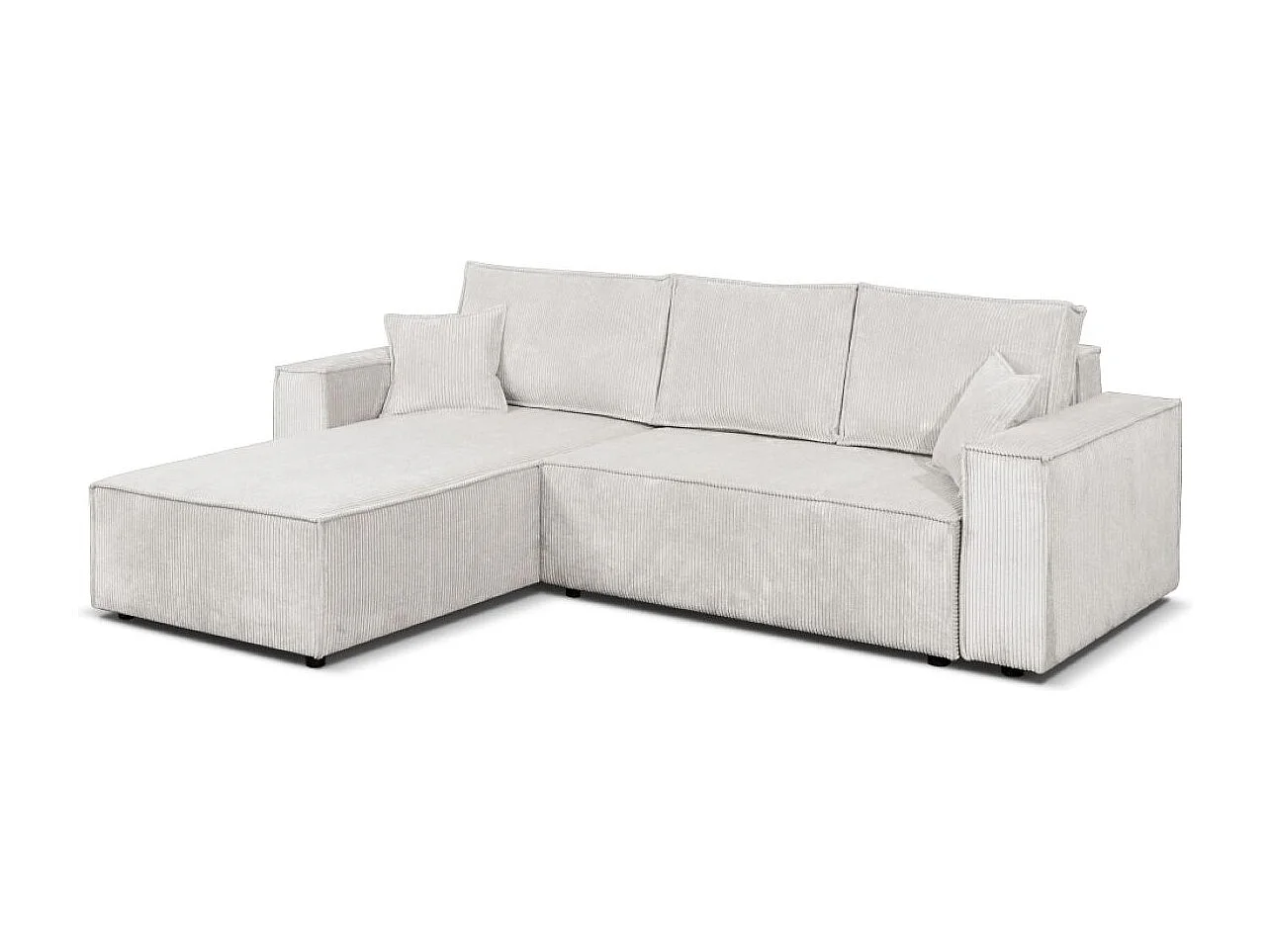 Ecksofa Passio L-Form mit Schlaffunktion Bettkasten Sofa Couch 275 cm universelle Ottomane, beige