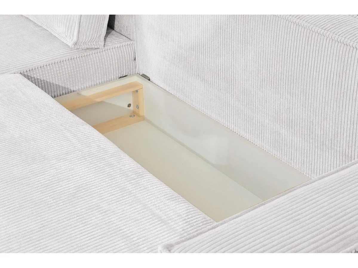 Ecksofa Passio L-Form mit Schlaffunktion Bettkasten Sofa Couch 275 cm universelle Ottomane, beige