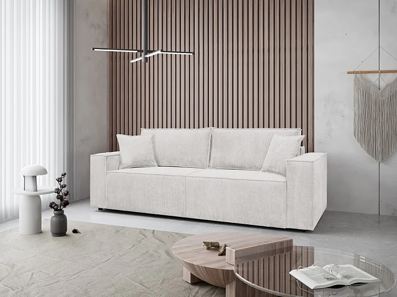 Couch Passio III mit Schlaffunktion und Bettkasten 250 cm Wohnlandschaft Schlafcouch Sofa, beige