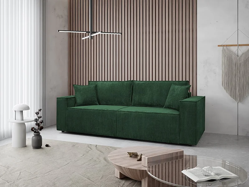 Couch Passio III mit Schlaffunktion und Bettkasten 250 cm Wohnlandschaft Schlafcouch, grün