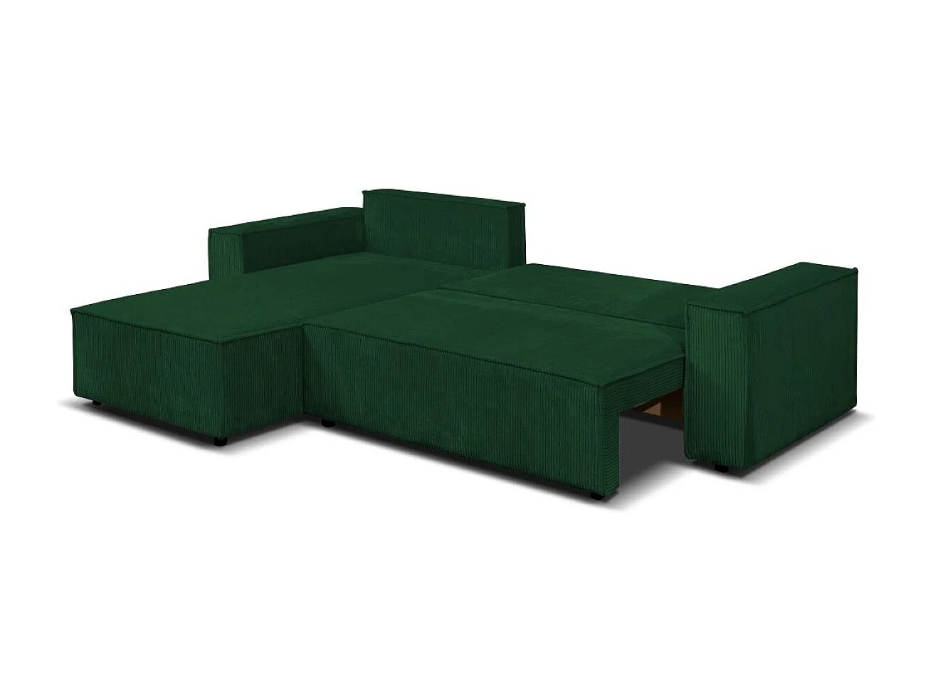 Ecksofa Passio L-Form mit Schlaffunktion Bettkasten Sofa Couch 275 cm universelle Ottomane, grün