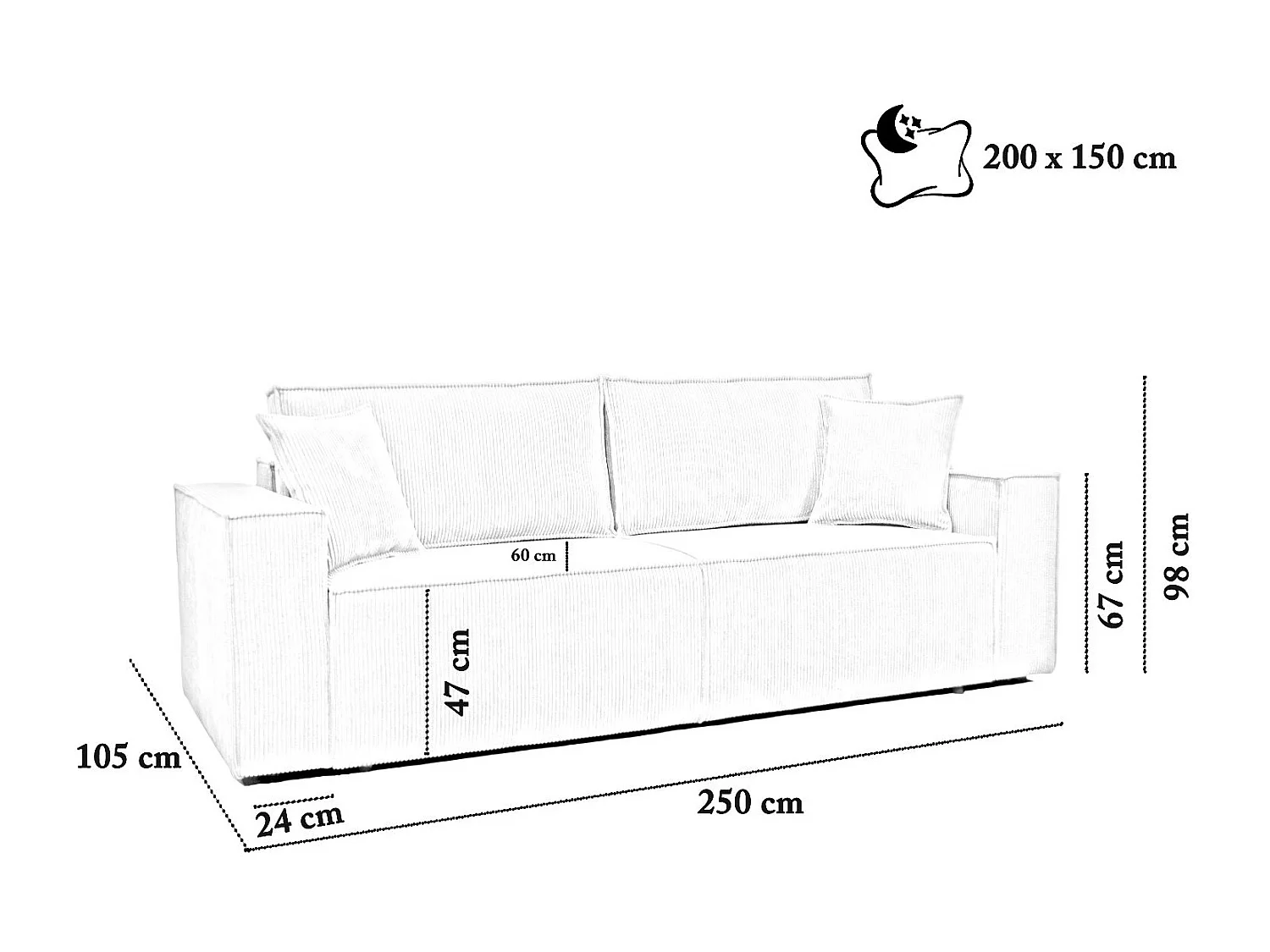 Couch Passio III mit Schlaffunktion und Bettkasten 250 cm Wohnlandschaft Schlafcouch, braun