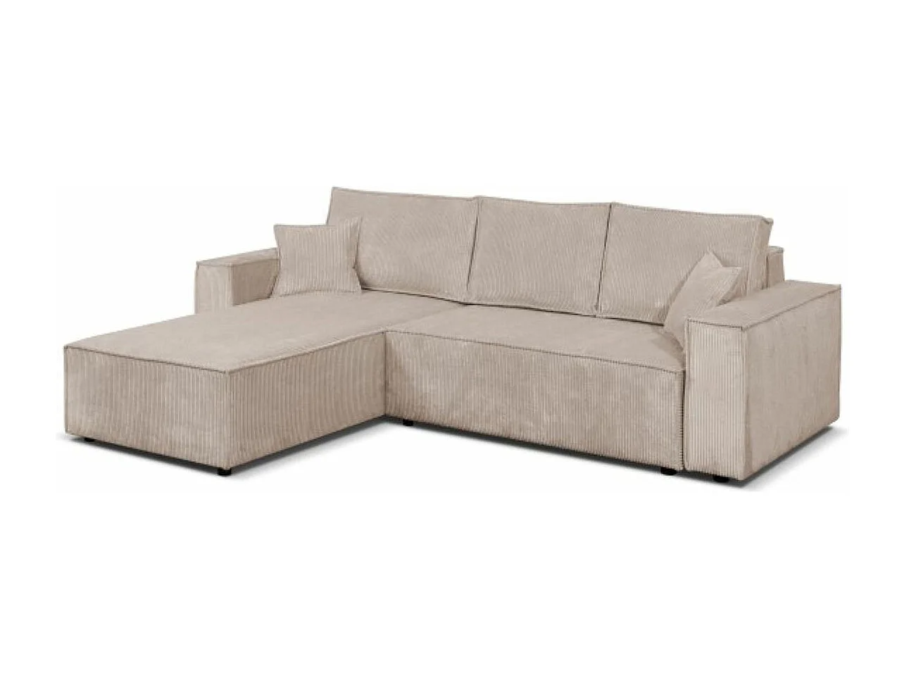 Ecksofa Passio L-Form mit Schlaffunktion Bettkasten Sofa Couch 275 cm universelle Ottomane, hellbraun, cappucino