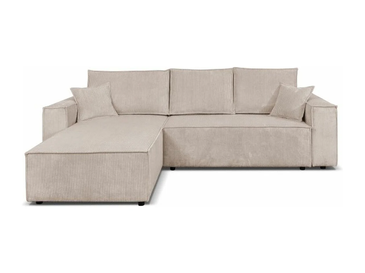 Ecksofa Passio L-Form mit Schlaffunktion Bettkasten Sofa Couch 275 cm universelle Ottomane, hellbraun, cappucino