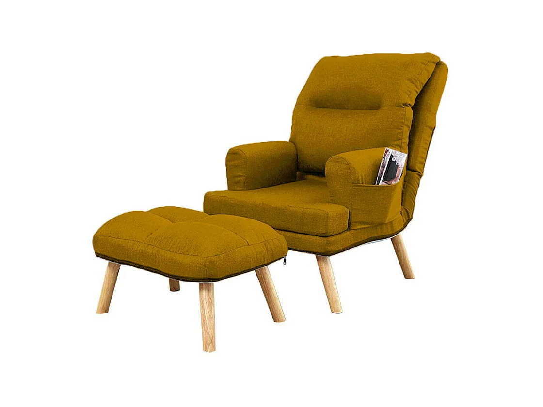 Liegesessel Sessel Relaxsessel Memo mit Fußhocker Rückenlehne 5-stufig einstellbar Farbe: Samoa 05 - dunkelgelb