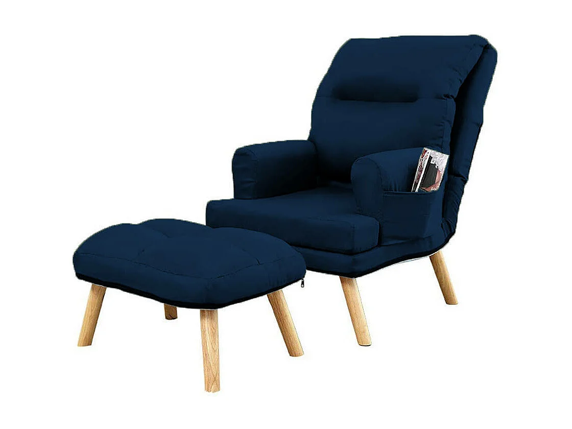 Liegesessel Sessel Relaxsessel Memo mit Fußhocker Rückenlehne 5-stufig einstellbar Farbe: Monolith 77 - dunkelblau