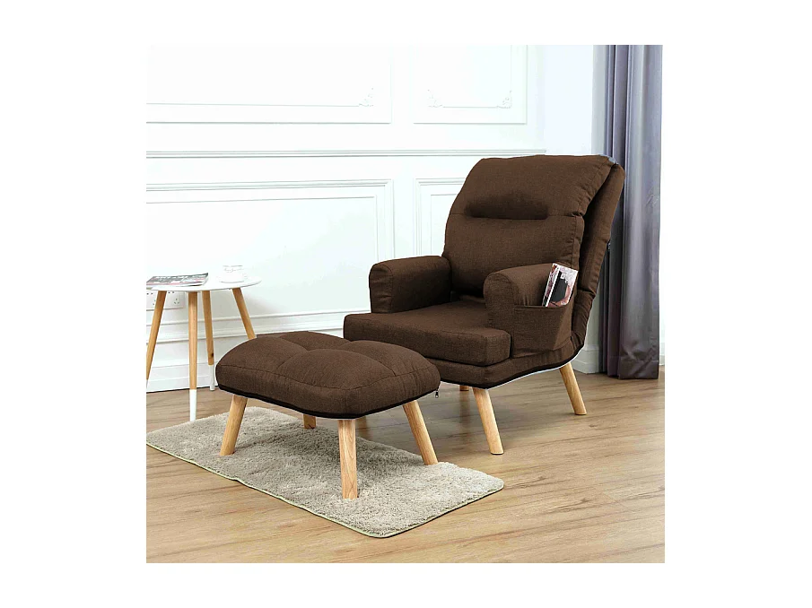 Liegesessel Sessel Relaxsessel Memo mit Fußhocker Rückenlehne 5-stufig einstellbar Farbe: Falcone 16 - braun